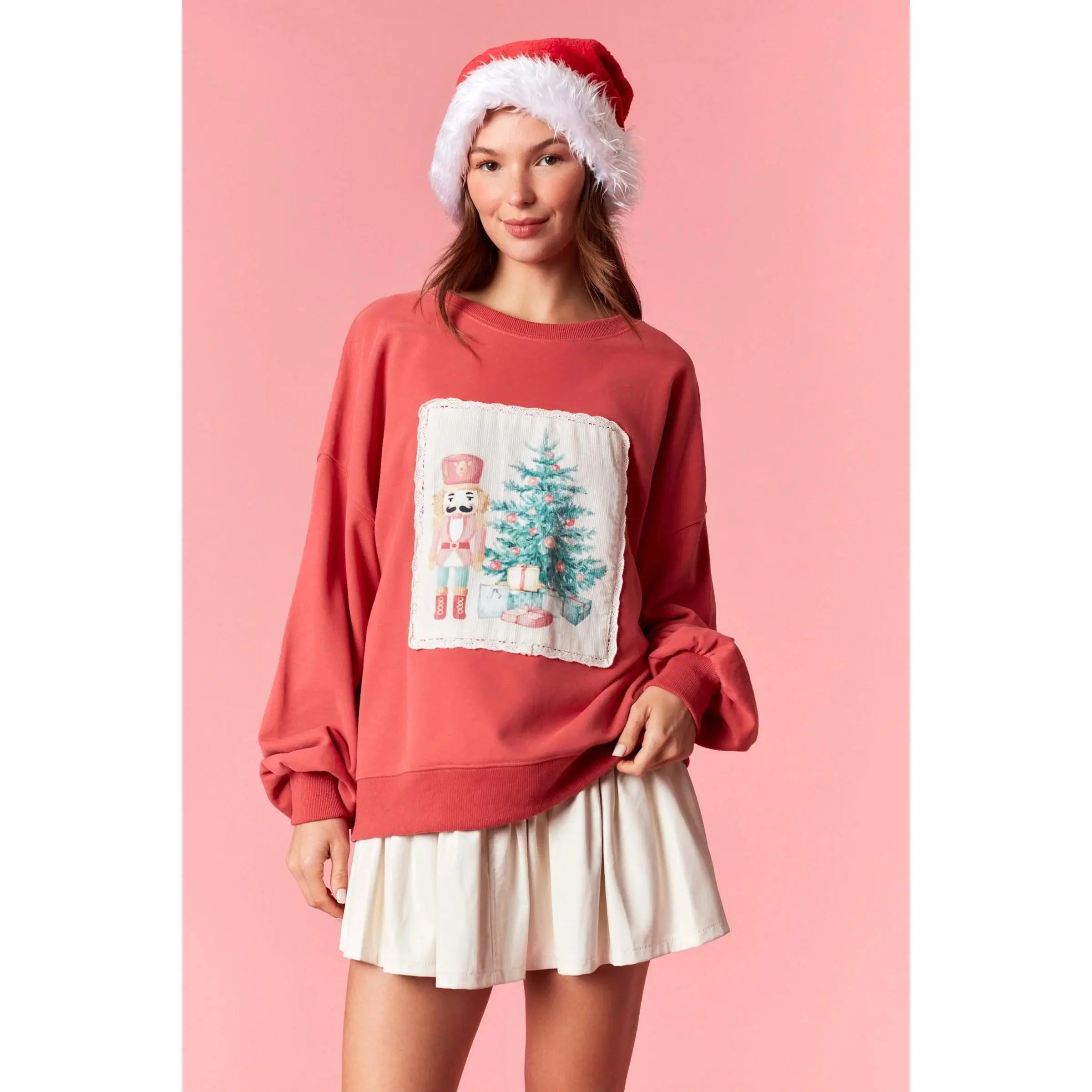 Christmas Corduroy Patch Detail Sweater