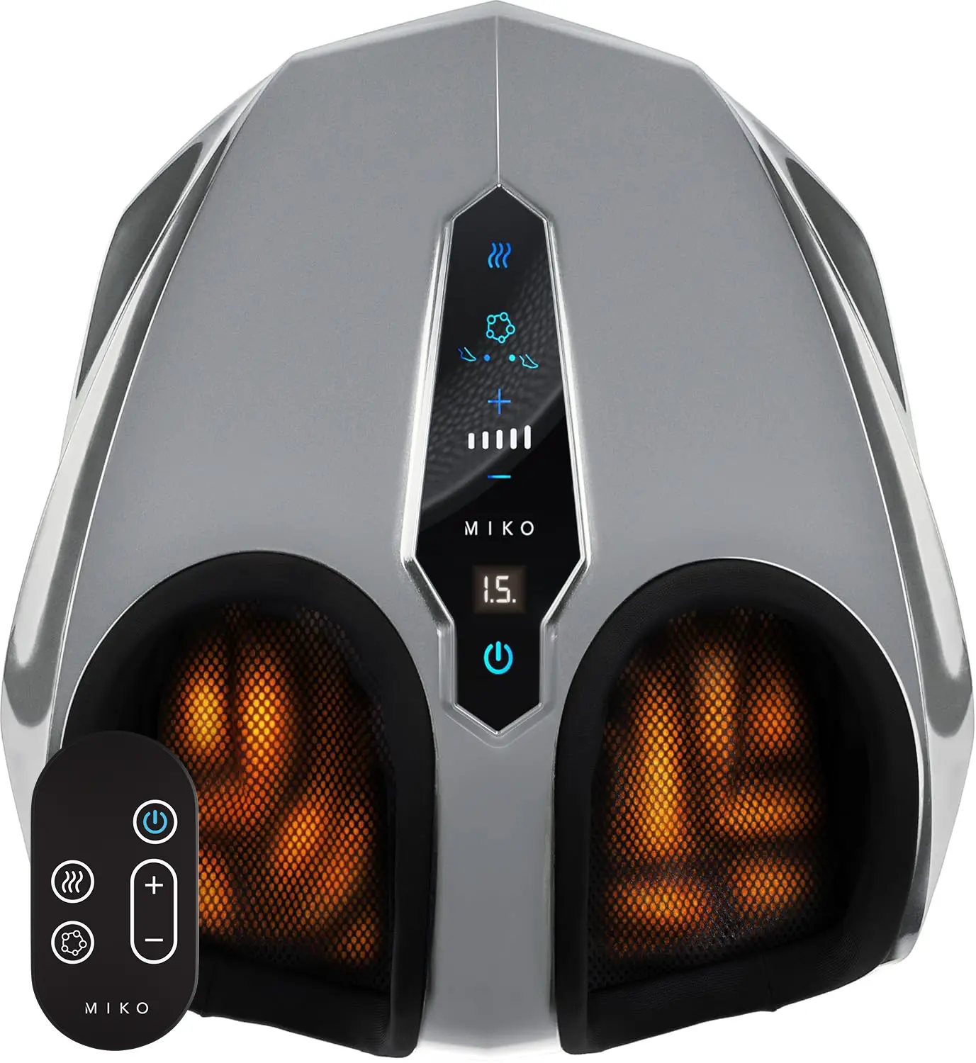 MIKO Shiatsu Foot Massager Machine with Kneading and Switchable Heat Silver Gift Relaxing Adjustable for Home Office Use