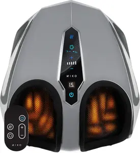 MIKO Shiatsu Foot Massager Machine with Kneading and Switchable Heat Silver Gift Relaxing Adjustable for Home Office Use