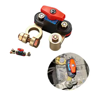 Heavy-Duty Thickened Brass Battery Disconnect Switch, Universal Positive & Negative Terminal 12V-24V Rotatable Auto Battery Cut Off Protector Switch for Vehicles jumper cable