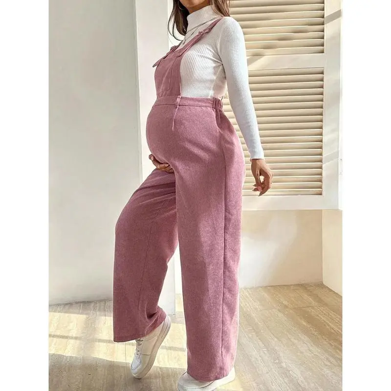 PregnantWomen'sPinkCorduroyTextureCasualJumpsuitAutumnWomen'sClothingFallMaternityOverallsMaternityJumpsuitsPinkMaternityOverallsCorduroyMaternityOverallsPregnancyOverallsFallClothesForWomen.