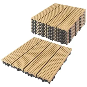 12"X12" Composite Deck Tiles for Indoor & Outdoor – Waterproof Interlocking Patio Flooring for Indoor & Outdoor Use, All-Weather Plastic Wood-Grain Tiles for Patio, Balcony, Porch, Poolside