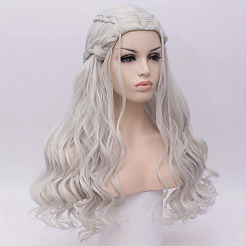 Long Silvery Braided Wig for Women, Designed for Cosplay As a Dragon Queen