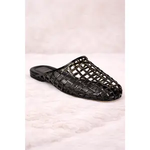 Caged Pointed Toe Flat Mule Sandals