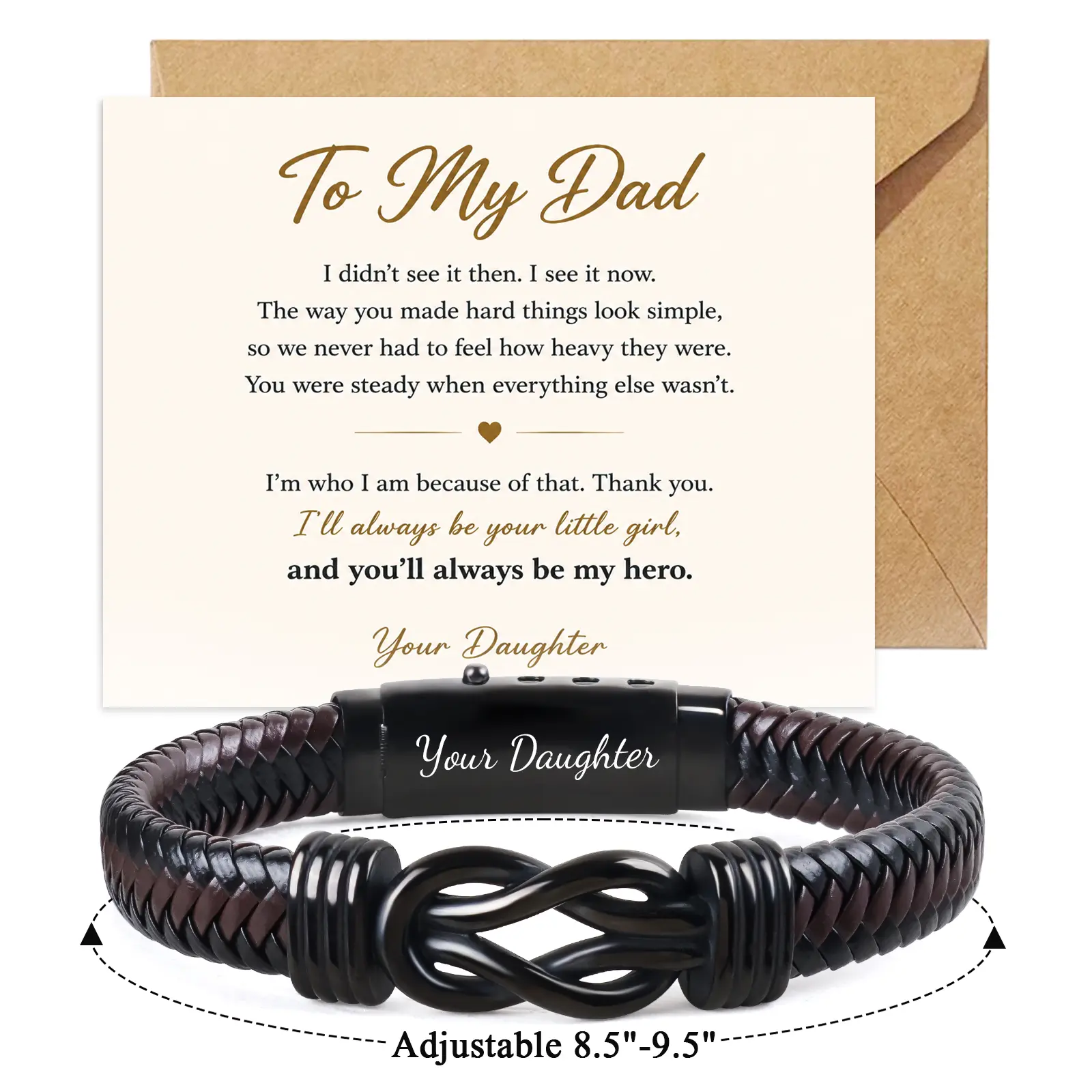 Knot Bracelet  for  Anniversary Birthday  for  Brown Braided Leather Stainless Steel Infinity Bracelets Lettering Love You Forever Always Linked Together Bracelet