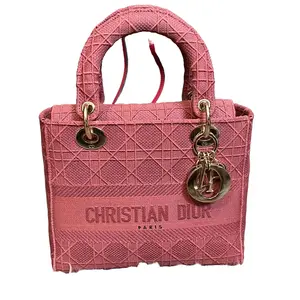 Pre-owned Kalea Canvas Crossbody Bags Christian Dior Medium Cannage Lady D Lite Bag in Pink with Gold Tone Hardware Crossbody Handbag Shoulder Purse 2021 Edition