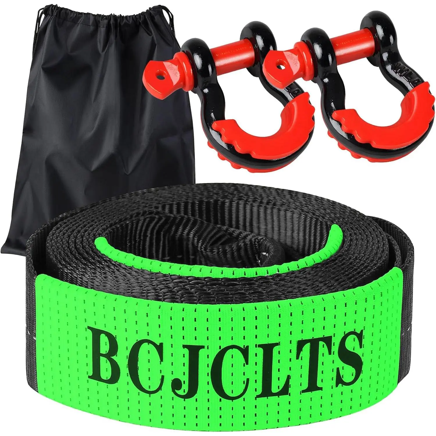 Polyester High-Level Polyester Heavy Duty Lab-Tested 2x20ft Recovery Tow Strap Kit - 36000 LBS Break Strength, 2pcs 5/8" Electro Galvanized D-Ring Shackles, Rattling Noise Elimination, Emergency Off-Road Escape Tool for Trucks, ATVs