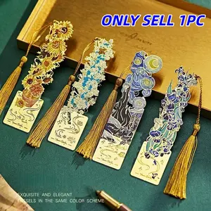 Vintage Van Gogh Oil Painting Metal Bookmark, Book Accessories, with Tassel, Hollow Classical Design, Perfect Gift for Book Lovers