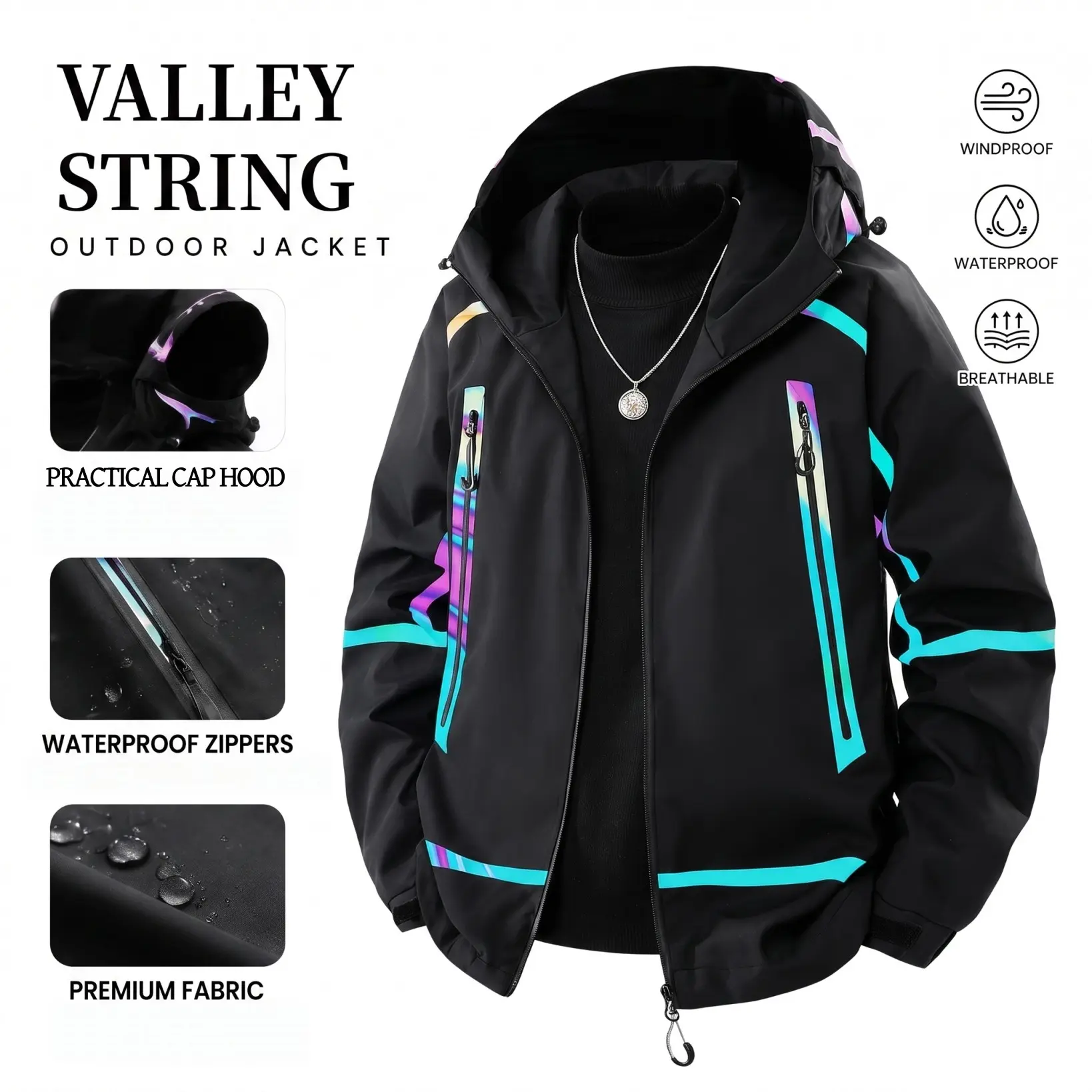 Men’s outdoor casual jacket for everyday wear; trendy retro men’s spring/autumn new arrival casual, versatile jacket; windproof outerwear for outdoor sports; suitable for streetwear and outdoor activities; couples’ matching style.