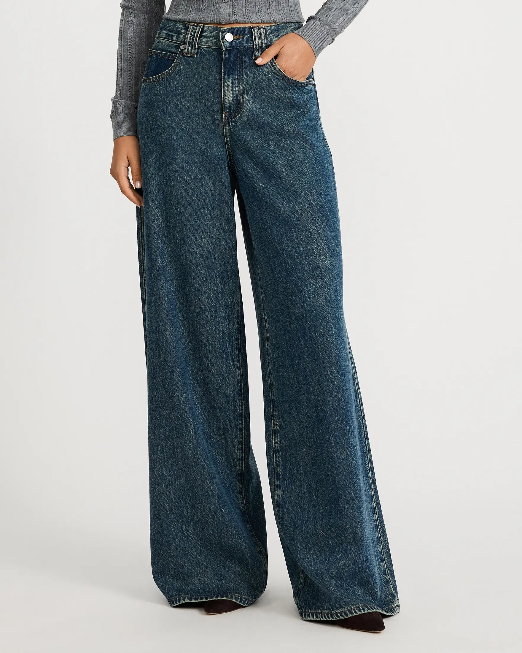 Express High Waisted Relaxed Wide Leg Dark Wash Jeans