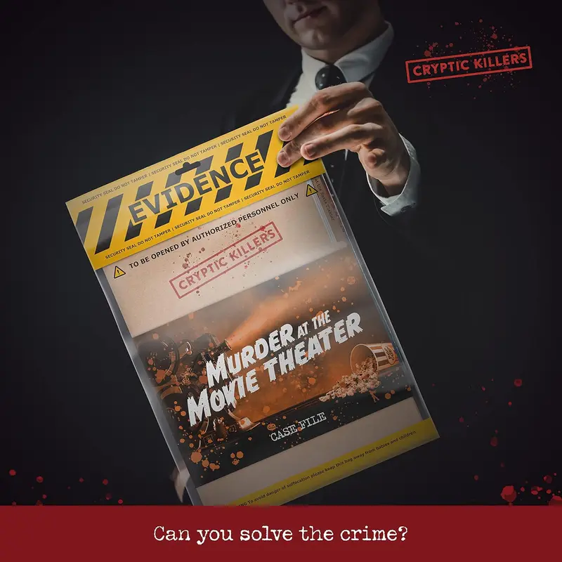 Cryptic Killers Unsolved Murder Mystery Game - Murder at The Movie Theater - Cold Case File Investigation - Detective Clues/Evidence