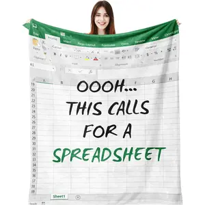 Funny "This Calls For A Spreadsheet" Flannel Blanket – Excel Grid Meme Print, Ultra Soft Throw for Accountants & Office Workers