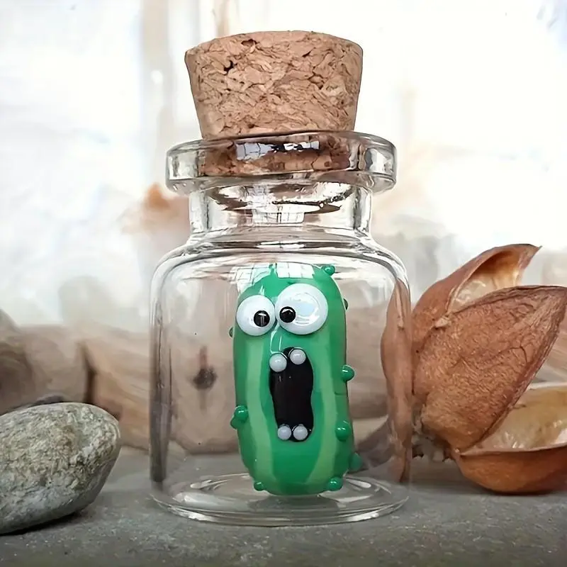 Cute Crying Cucumber Design Glass Ornament, Mini Cucumber Figurine, Statue, Home Decor, Multifunctional Home Decor, Practical Hook