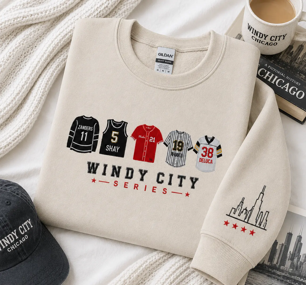 Windy City Series Embroidered Sweatshirt, Zanders Shay Rhodes Deluca Crewneck, Chicago Romance Book Lover Gift, BookTok Sweatshirt