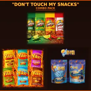 The “Don’t Touch My Snacks” Combo - 4 Bags of Mexican Style Hot Chipoys, 6 Bags of Rolled Corn Yikes & 1 Blue Razz Gamerbytes