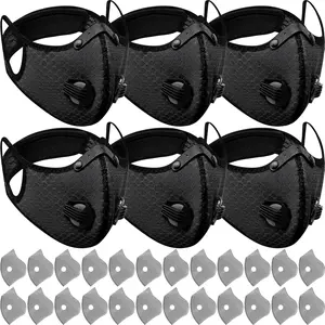 6 Pcs Dust-Proof Bicycle Face Mask, Protective Mask Outdoor Activities for Women and Men,Dust Mask Breathable Reusable Adjustable Respirator Mask with 24 Activated Carbon Filters for Woodworking Cydling Running