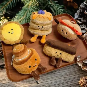 Cute Afternoon Tea Gourmet Series Plush Pendant Keychain Simulated Egg Tart Bread Stuffed Doll Backpack Decorative Pendant Gifts