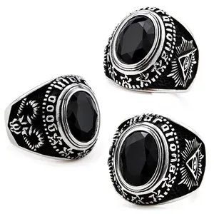 Unisex Eye of Horus Titanium Steel Ring, Dominant Gemstone Accent, Wear-Resistant Rust-Free Trendy Costume Jewelry for Fashion Enthusiasts, Dominant Gemstone Ring