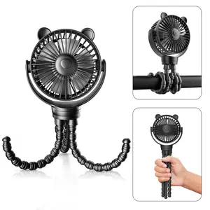FrSara Octopus fan, Rechargeable Portable Fan, 360°Rotatable, 3-Speed, Stroller Fan, Flexible Tripod for Treadmill, Golf Cart, Bike, car, Ideal for Beach, Camping, Outdoor