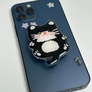 Cute Black Tuxedo Cat Smart Phone Grip Tablet Accessories Stand Mount Cellphone