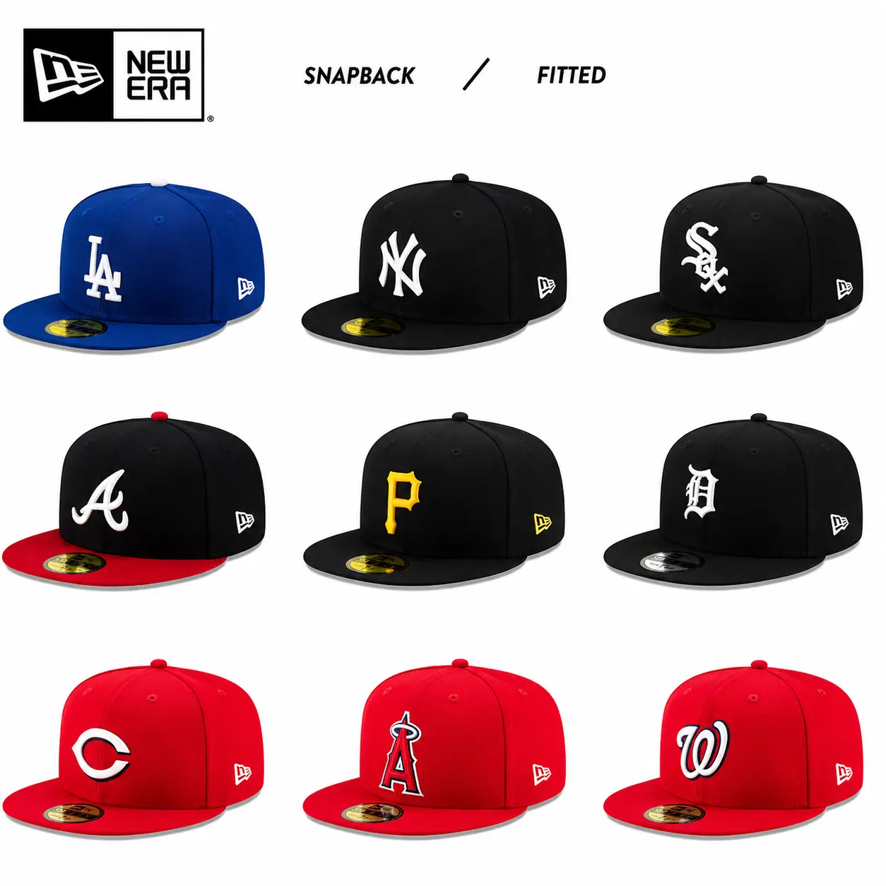 New Era MLB Snapback Baseball Hat – Seattle Mariners, LA Dodgers, NY Yankees, Chicago White Sox, Cardinals, Nationals, Pirates, Braves, Guardians – Adjustable Flat Brim Cap for Men Women, Urban Streetwear, Sports Fan Gear, Gorra Unisex USA