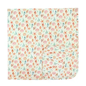 Sandy Seashells Luxury Bamboo Blanket