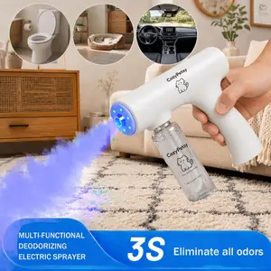 Blue Light Odor Eliminator Spray Gun Kit, Multi-Purpose Deodorizing Spray for Smoke, Toilet Odor, Pet Odor and Urine Odor, Helps Break Down Pet Urine, Bio-Enzyme Formula, Pet Friendly, Safe if Licked Cleaner