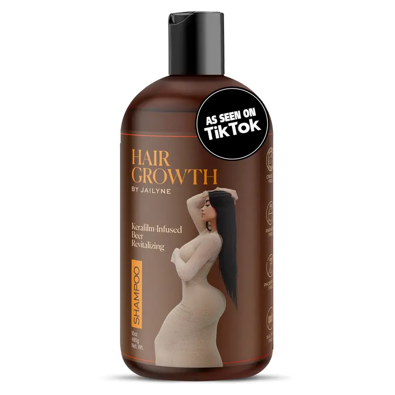 Hair Growth by Jailyne Shampoo – Beer & Vegan Keratin Shampoo with Natural Ingredients for Hair Growth & Health – 16 oz (480ml) Daily Gentle Haircare