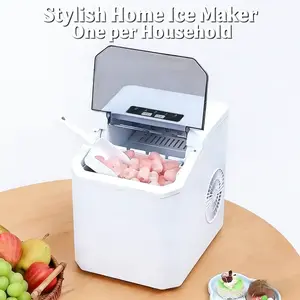 Bullet-Shaped Ice Maker with Handle on Desktop, Removable Lid, Suitable for Home and Kitchen Use 24 Hours a Day (White)