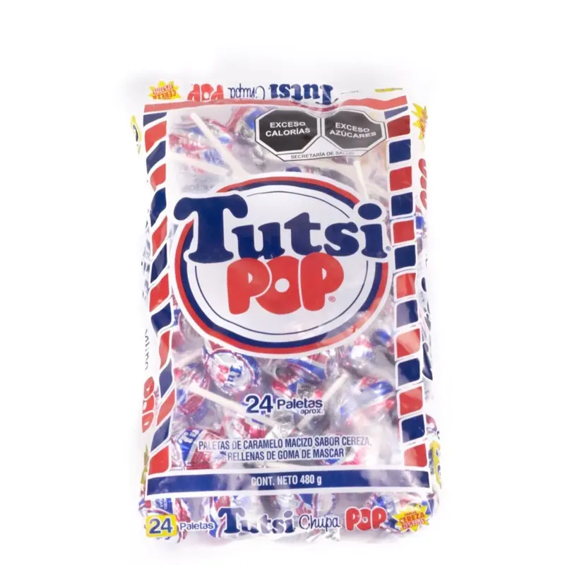 Tutsi Pop Paleta 24piezas sabor cereza