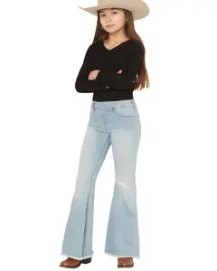 Shyanne Girls' ' Light Wash Flare Stretch Denim Jeans - Sgsu25j22-Big