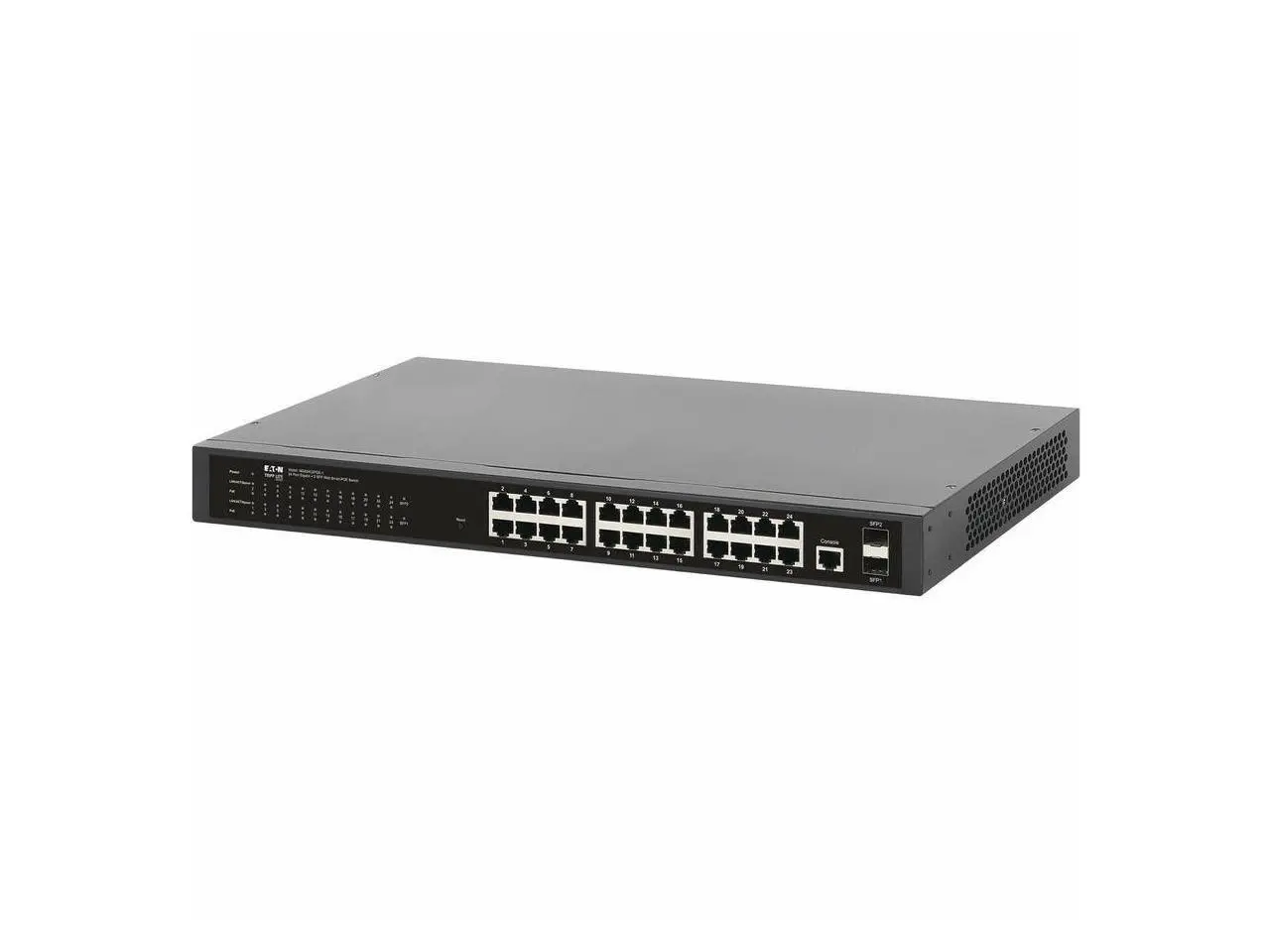 Eaton Tripp Lite Series 24-Port Managed Gigabit Ethernet Switch with PoE+ Layer 2 1 Gbps 2x GbE SFP Ports 370W PoE 1U Rack/Desktop - NGS24C2POE-1