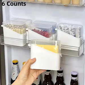 6 Counts Flip Cover Cheese Preservation Box, Multi-Purpose Cotton Swab, Dental Floss, Miscellaneous Storage Box, Refrigerator Cheese Slice