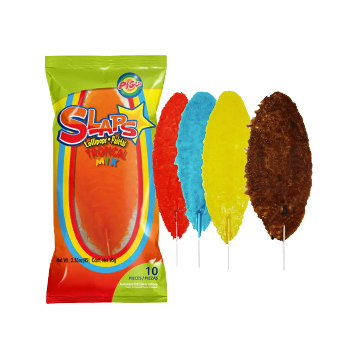 Pigui SLAPS Mix 10 ct Tamarind, Mango, Watermelon and Green Apple Mexican Candy Lollipop Paletas Sweet Snack Bonbon Sugar slap Pigui SLAPS Mix 10 ct Tamarind, Mango, Watermelon and Green Apple Mexican Candy Lollipop Paletas Sweet Snack Bonbon Sugar slap