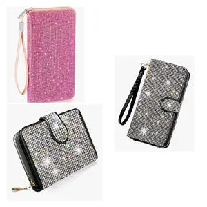 Artificial Diamond Cover:the women wallet is studded with sparkly rhinstones to bling you and shine your life.crystal rhinestone will not fall Small but Multicapacity: the small glitter girl wallets will not take up too much space in your bag, cute fun