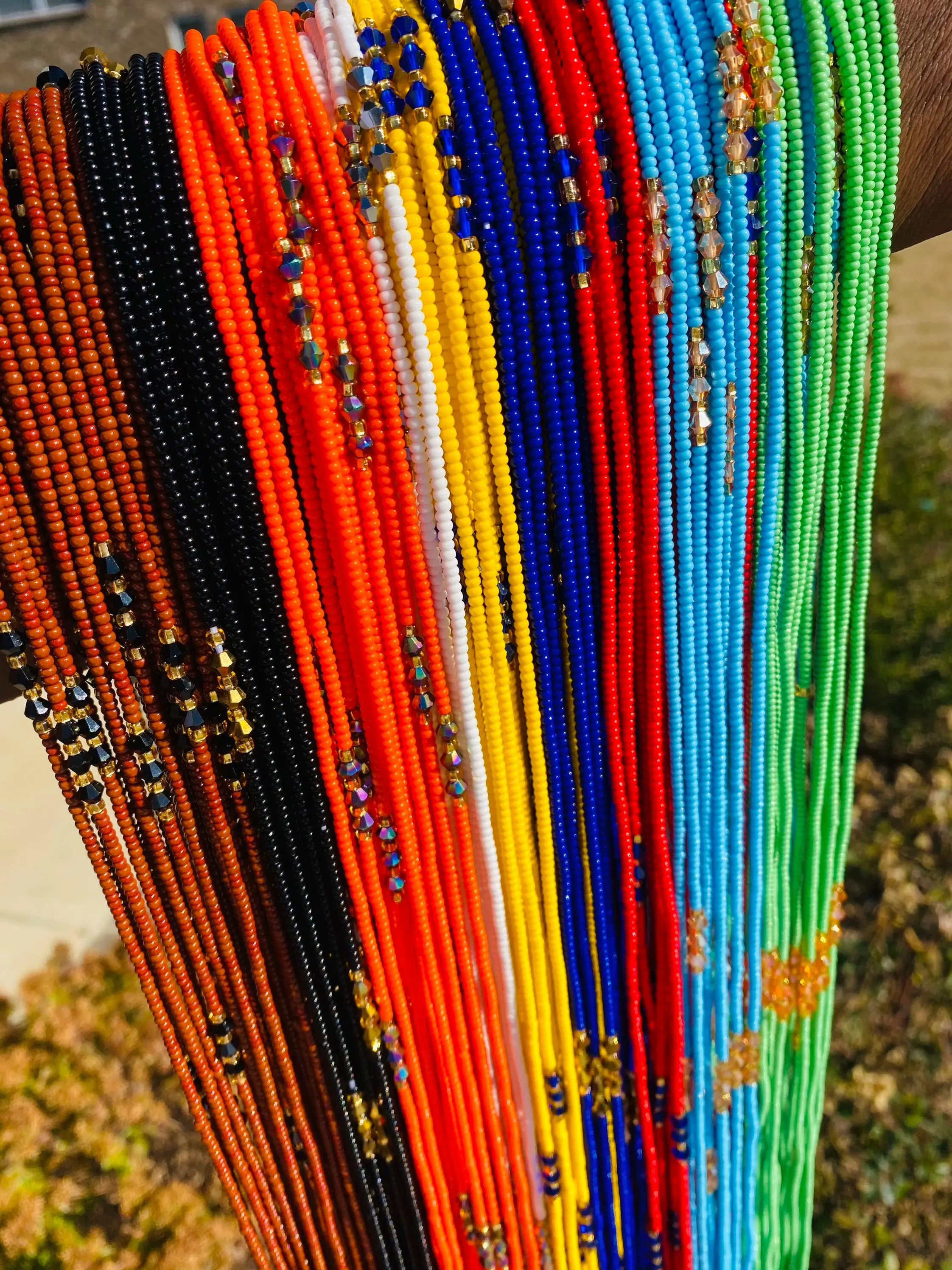 Preciosa Czech Beads- Wholesale WaistBeads with Micro crystals- African Body Jewelry- Ghana Waist Bead- Randomly Chosen- 40"- 50"