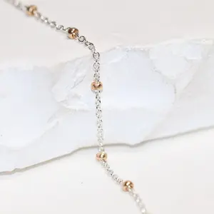 Sterling Silver Cable Chain with Gold-Filled Beads - Two Tone Chain "Viva"