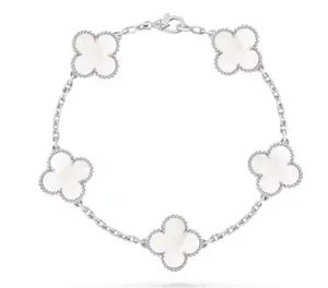 Pre-owned Van Cleef & Arpels, Vintage Alhambra bracelet, 5 motifs 18K white gold, Mother of pearl