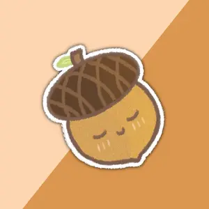 Kawaii “Fuzzy” Fall Sleepy Acorn Sticker~