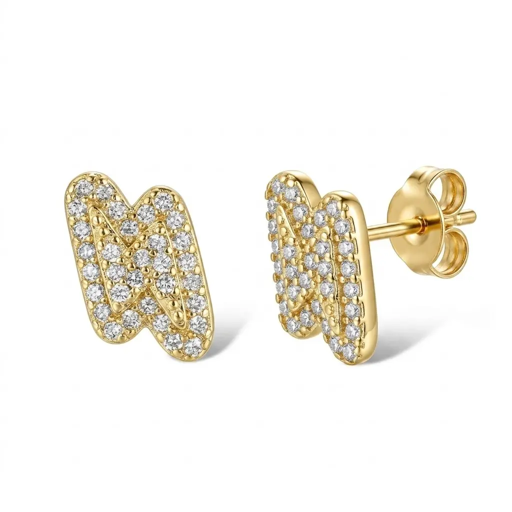 Cubic Zirconia Lightning shaped Stud Earrings for Women Men Fashion Cute Studs Dainty Trendy Jewelry for friend Birthday Gift