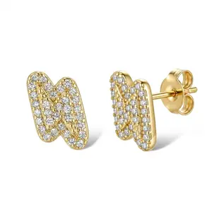 Cubic Zirconia Lightning shaped Stud Earrings for Women Men Fashion Cute Studs Dainty Trendy Jewelry for friend Birthday Gift