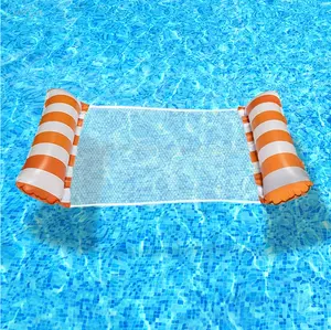 Striped Inflatable Water Hammock Float, Portable Pool Lounge Chair, Multi‑Color Floating Bed for Summer Outdoor Use