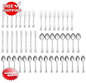 M.a.i.n.s.t.a.y.s S.w.i.r.l 49 Piece Stainless Steel Flatware and Organizer Tray Set, Silver, Service for 8 3.29 lb, delicious,
