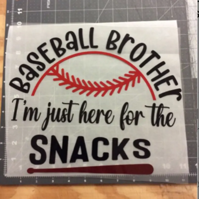 1 - DTF Print - Baseball Brother Sports I'm Just Here for The Snacks GameDay Ready to Press DTF Heat Transfer Sheet For Shirts