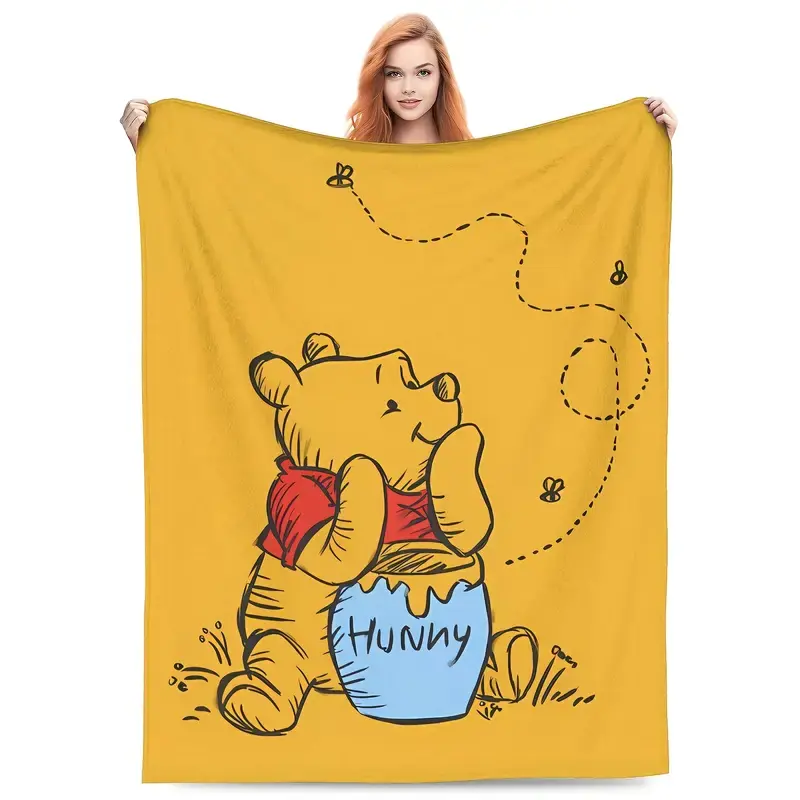 [SummerVibes] DISNEY CLASSIC Winnie the Pooh Throw Blanket for Adults Flannel Fleece Blanket Soft Warm Blankets for Couch Sofa Bed Camping Travel Movie Theater Suitable for Halloween and Christmas Holiday Decorations