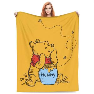 DISNEY CLASSIC Winnie the Pooh Throw Blanket for Adults Flannel Fleece Blanket Soft Warm Blankets for Couch Sofa Bed Camping Travel Movie Theater Suitable for Halloween and Christmas Holiday Decorations