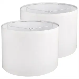 2Pcs Drum Lampshade, Lamp Shades for Table Lamp Floor Lamp, White Lamp Shades, Easy Assembly Replacement Lampshades