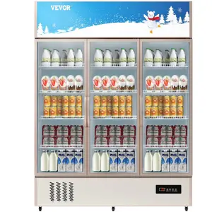 VEVOR Commercial Refrigerator, Display Fridge Upright Beverage Cooler, Glass Door with LED Light for Home, Store, Gym or Office, (35 cu. ft. Triple Swing Door)