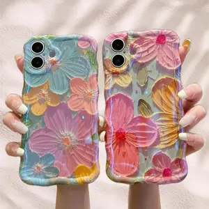 Colorful Flower Pattern Phone Case, Protector, Shockproof Phone Protective Cover, Phone Accessory Compatible with iPhone 16 15 14 13 12 11 Pro Max, Cellphone Casing, Smartphone