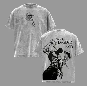 Seven Deadly Sins Escanor Oversized Tee - "Who Decided That" Pride Sin Retro Graphic Heavy Cotton Unisex Anime Streetwear Gift For Fans